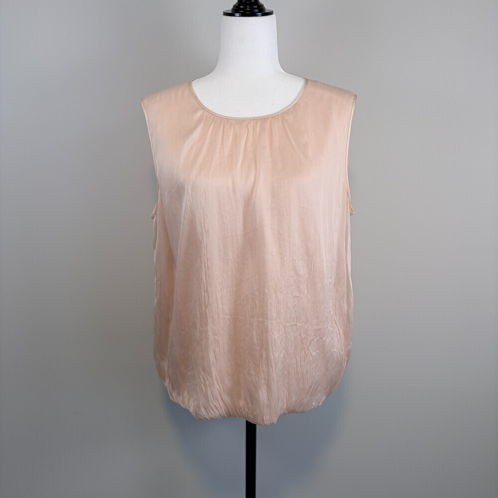 Lida Baday Silk Bubble Hem Blouse Sleeveless Office Chic Feminine Blush 14